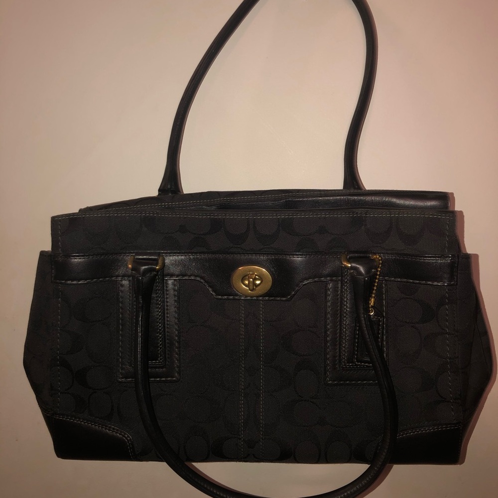 Coach Signature 11063 Satchel Black Purse Handbag - Picture 2 of 10